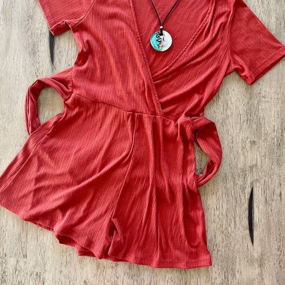 Soft Rust Stretch Romper Shorts Small S - Picture 2 of 5